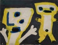 Without title, Birds a 1958 gauche on paper by Karel Appel